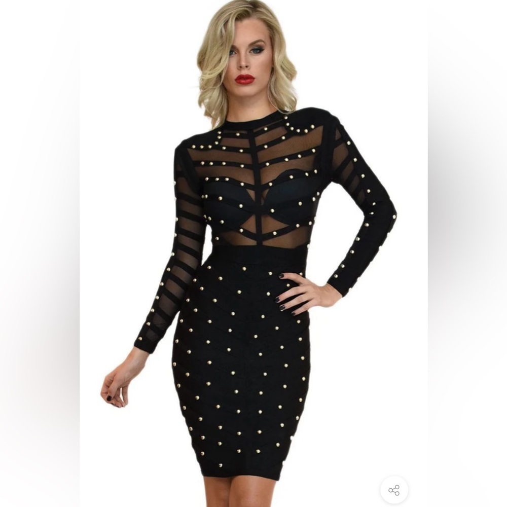 Bandage Gold Stud Dress